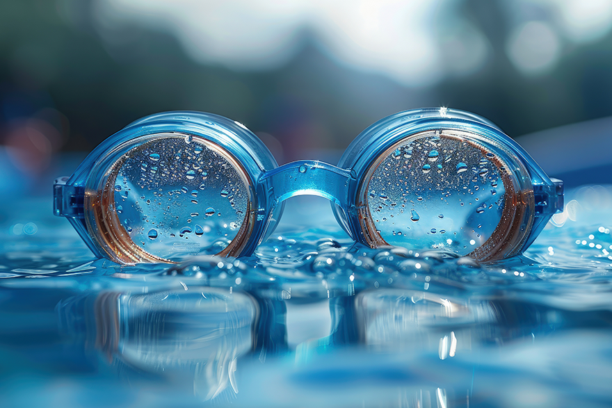 lentille contact piscine plage